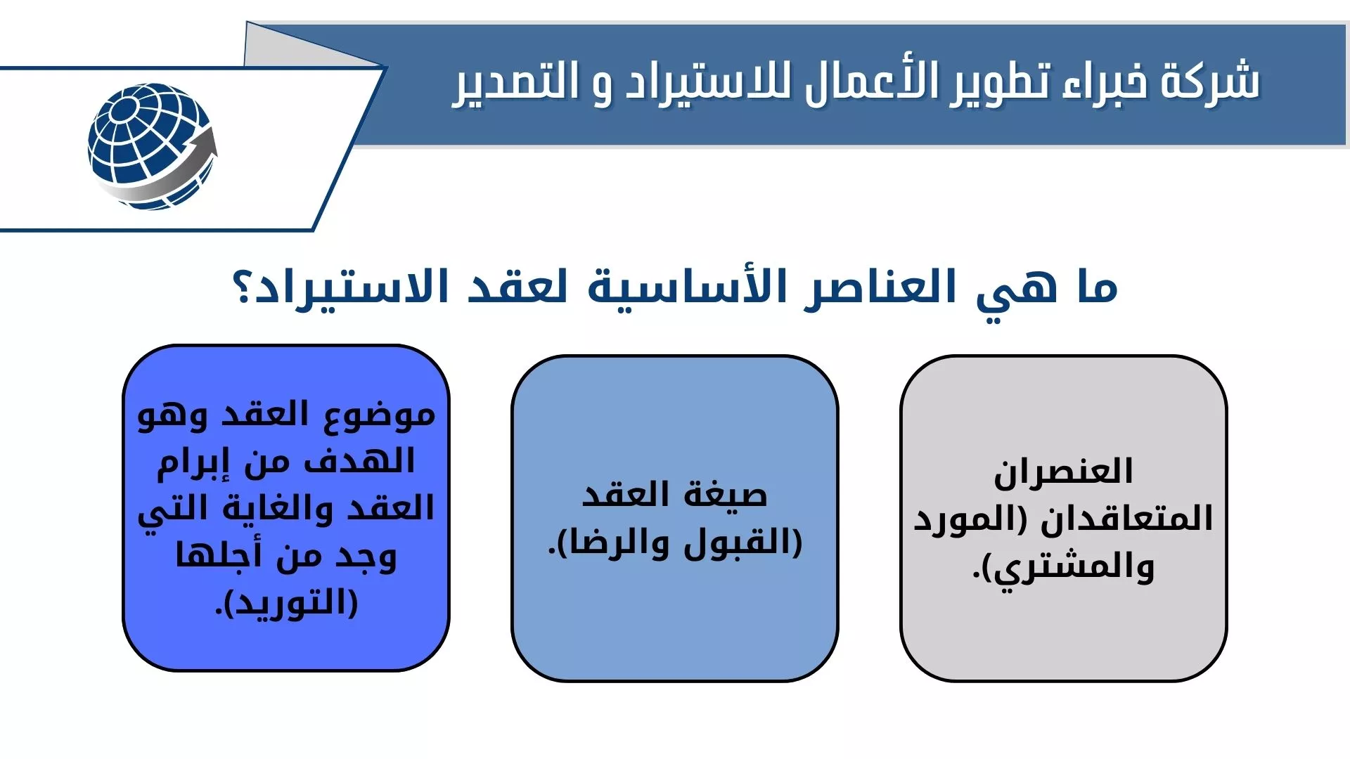 ما هي العناصر الأساسية لعقد الاستيراد؟